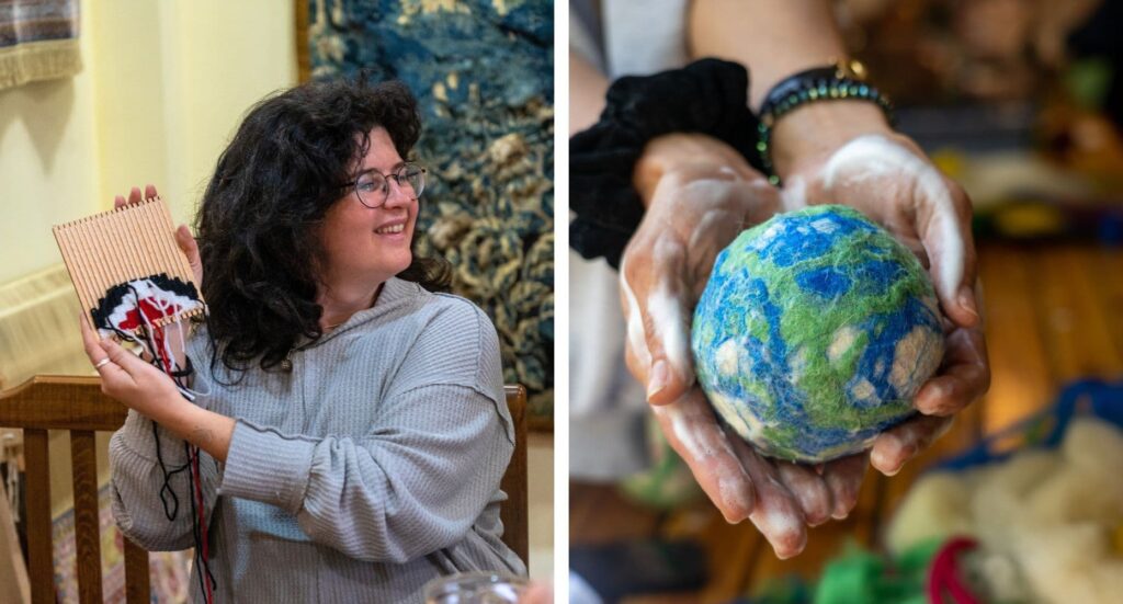 Bootcamp participants immersed in Armenian carpet weaving and felt making, connecting with centuries-old narratives through hands-on experiences.